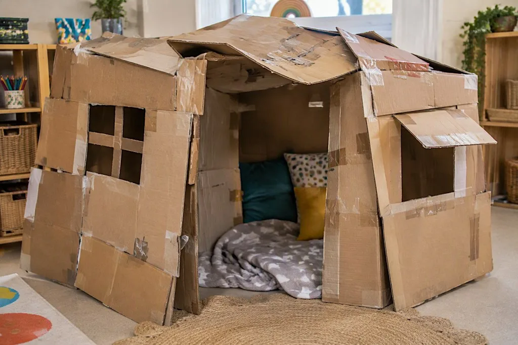 cardboard den building, arts and crafts
