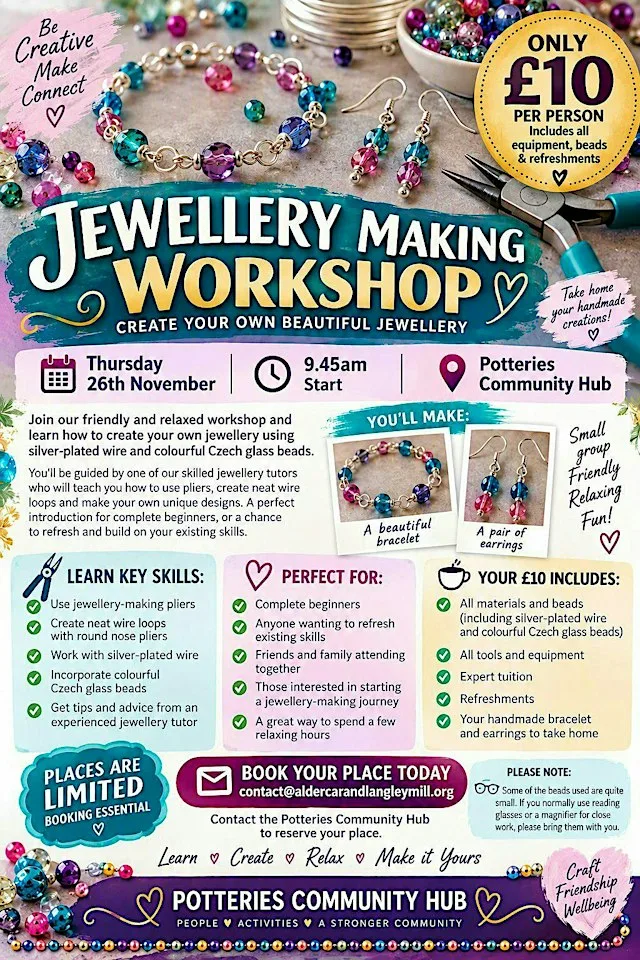 Jewellery Making Workshop at The Potteries Community Hub