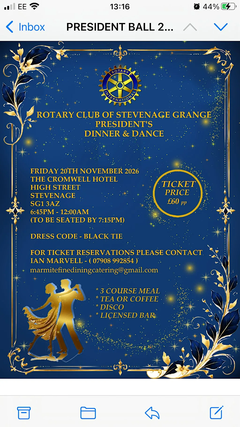 Rotary Club of Stevenage Grange Presidents Ball — Hotel Cromwell | 20 ...
