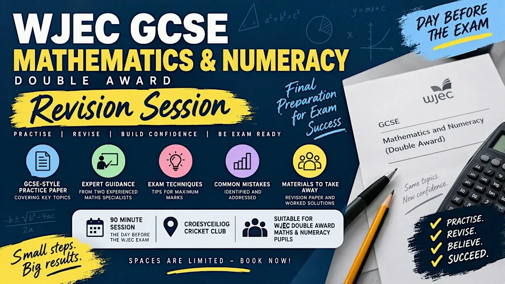 GCSE Maths & Numeracy - Unit 1 Revision Masterclass - FOUNDATION TIER at Croesyceiliog Cricket Club