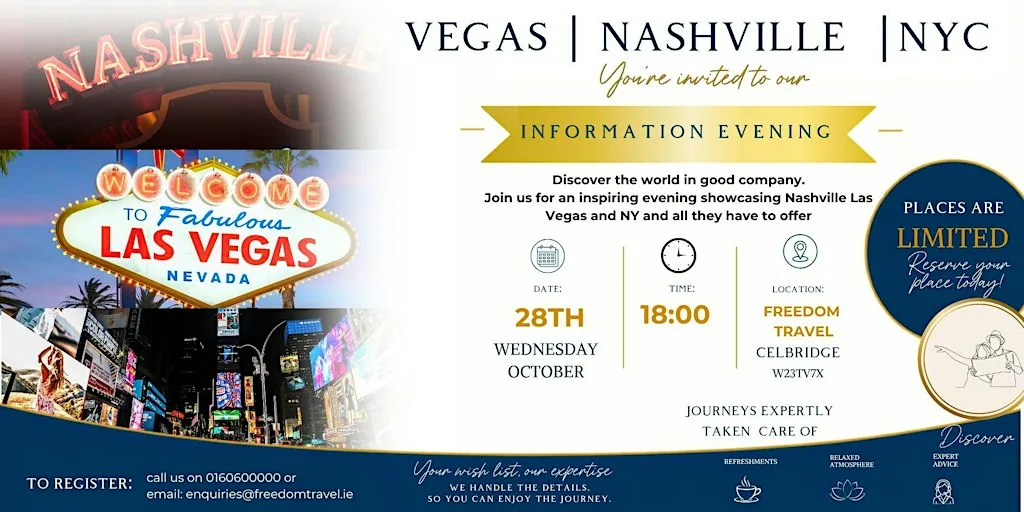 USATravel Inspiration Evening: Las Vegas, Nashville & New York at Freedom Travel