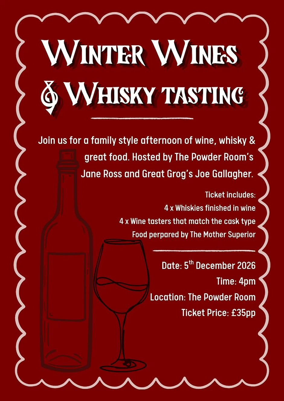Winter Wines & Whisky Tasting at The Powder Room Bar