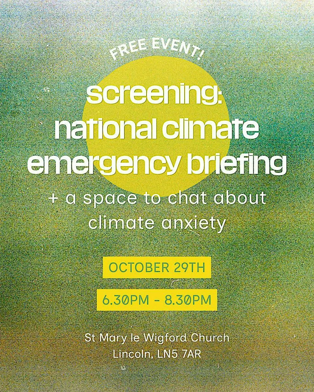 GNDR | National Emergency Briefing Screening & Climate anxiety forum at St Mary le Wigford Church, Lincoln