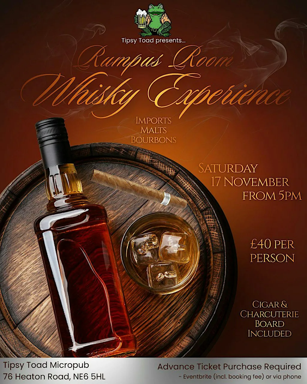 Whisky Experience at Tipsy Toad Micropub