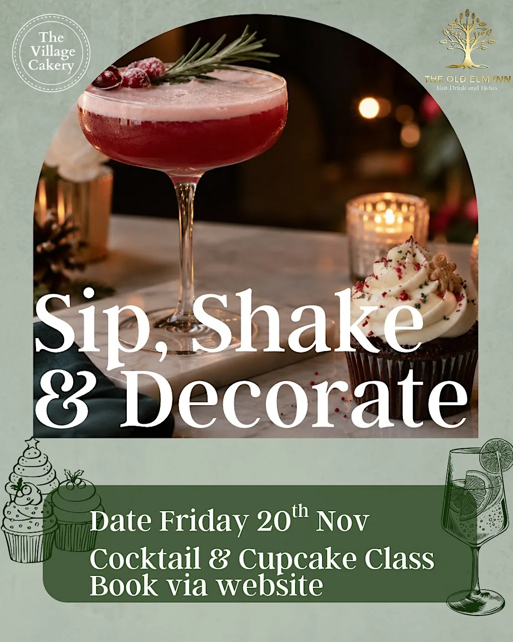 Cocktail & Cupcake Class at The Old Elm Inn