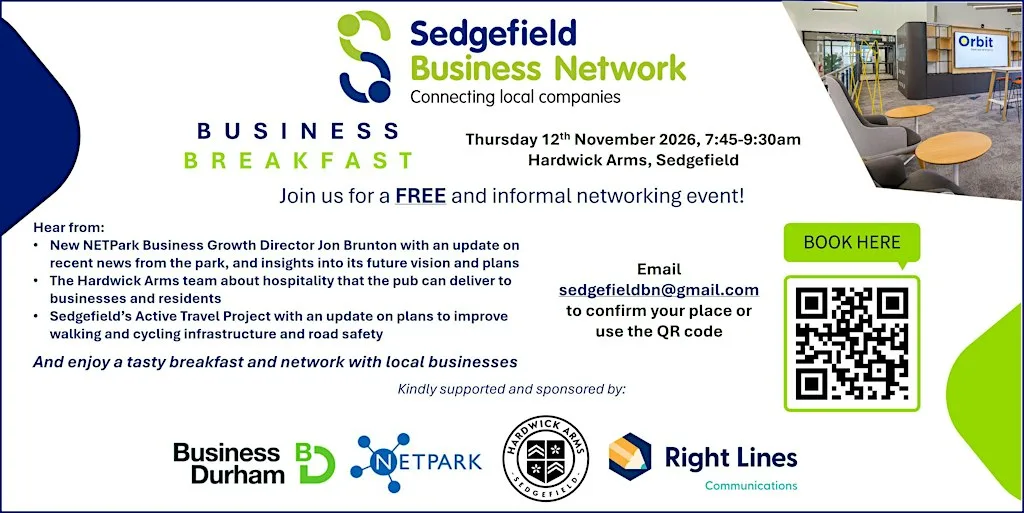 Sedgefield Business Breakfast at The Hardwick Arms Hotel & Bar