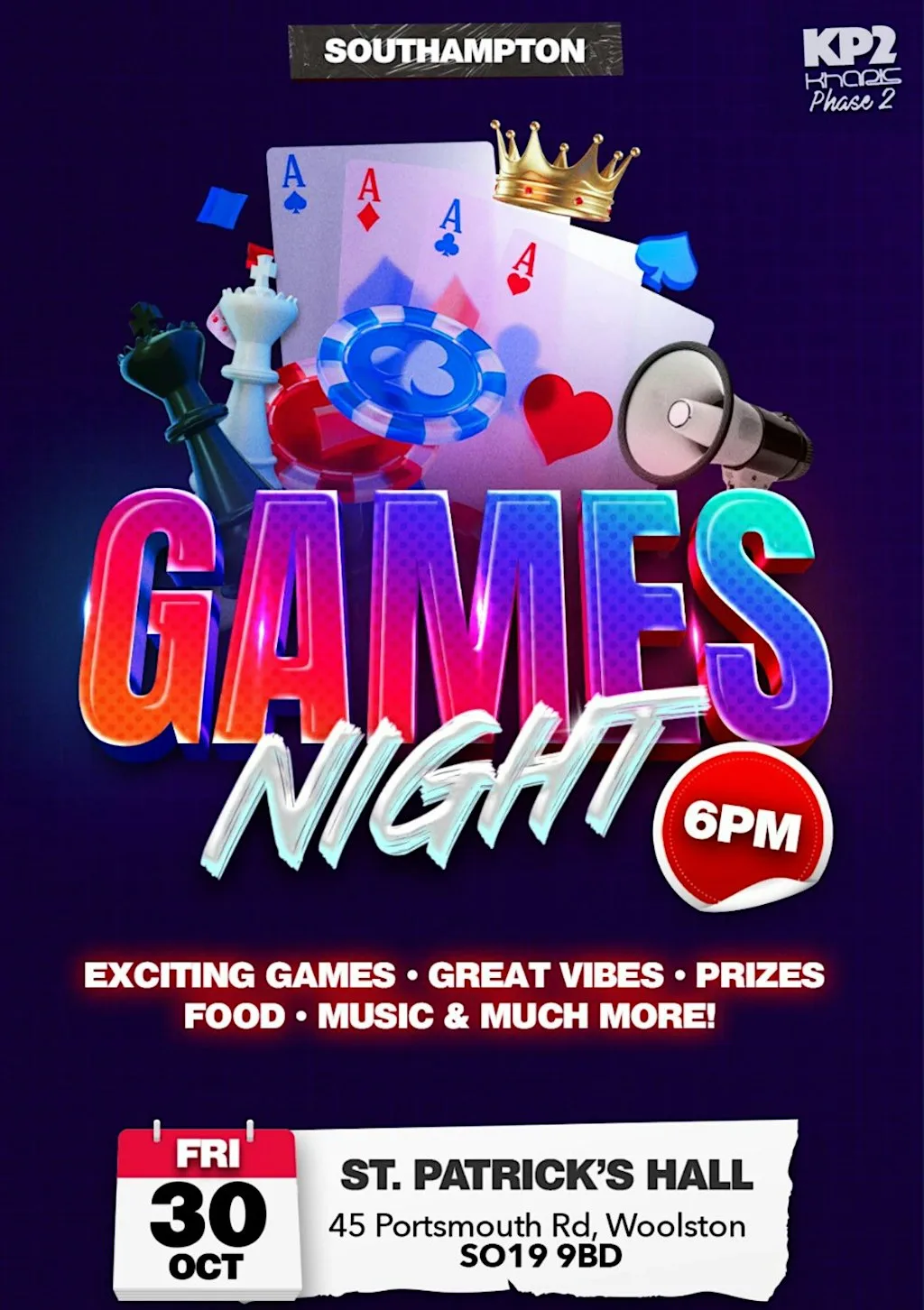 KP2 GAMES NIGHT at St Patrick's Hall