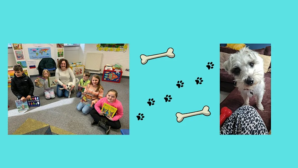 Read to Cliff the Read2Dog at Wigan library at Wigan Library