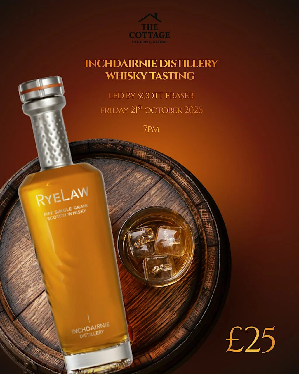 Inchdairnie Distillery Whisky Tasting at The Cottage Bar