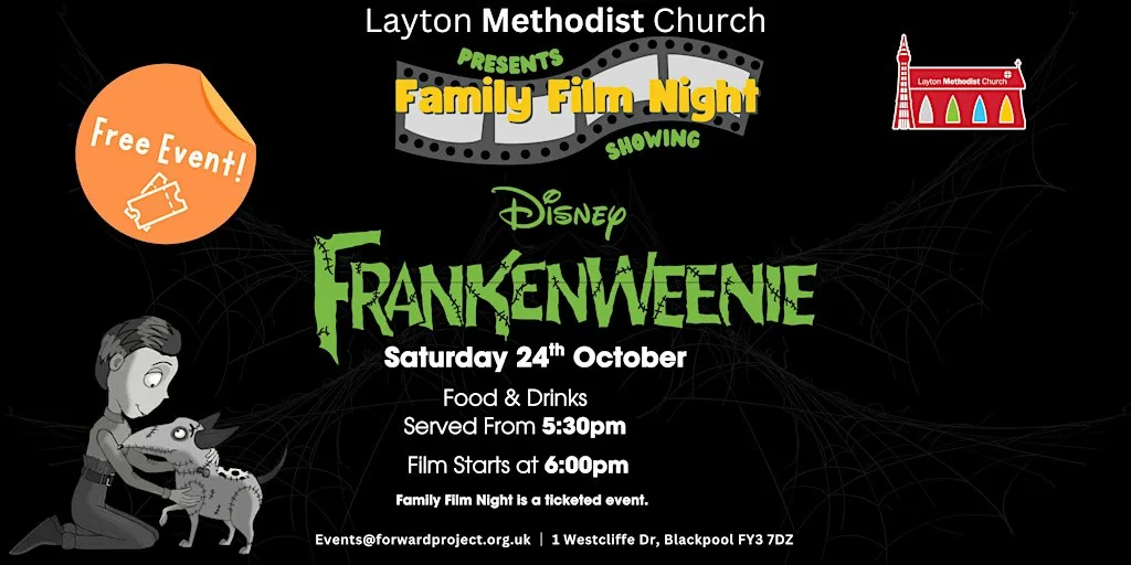 Layton Methodist presents Family Film Night Showing Disney's Frankenweenie at Layton Methodist Church