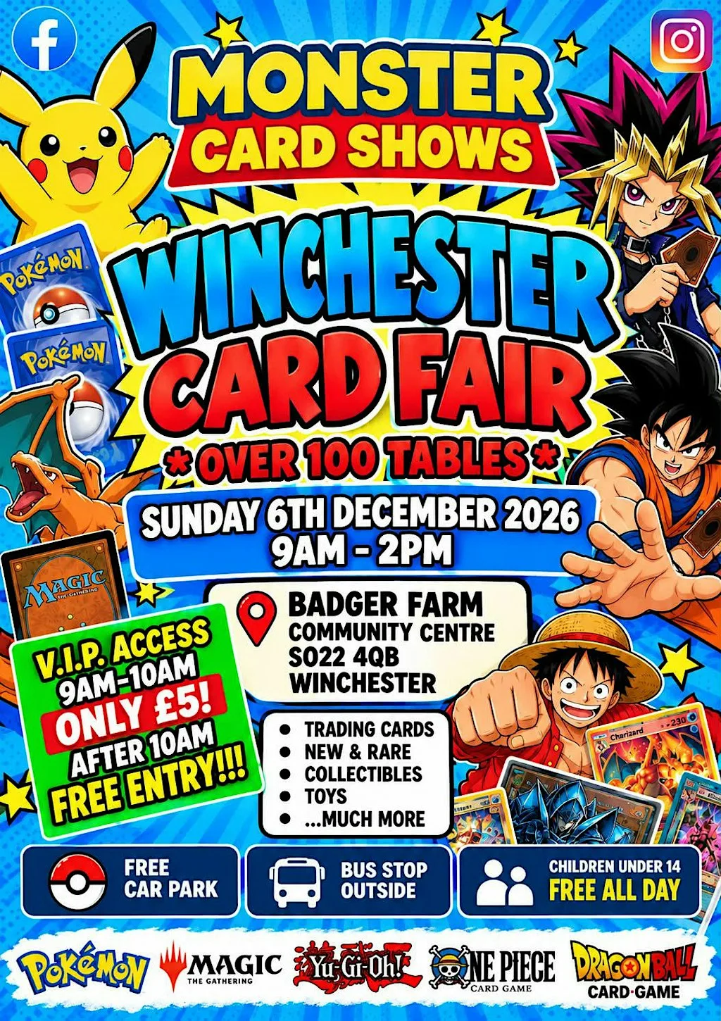 Winchester CARD SHOW - BRAND NEW EVENT - over 100 tables at Badger Farm Community Centre