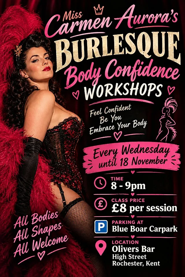 Miss Carmen Aurora's Burlesque Body Confidence Workshops at Olivers Bar & Kitchen