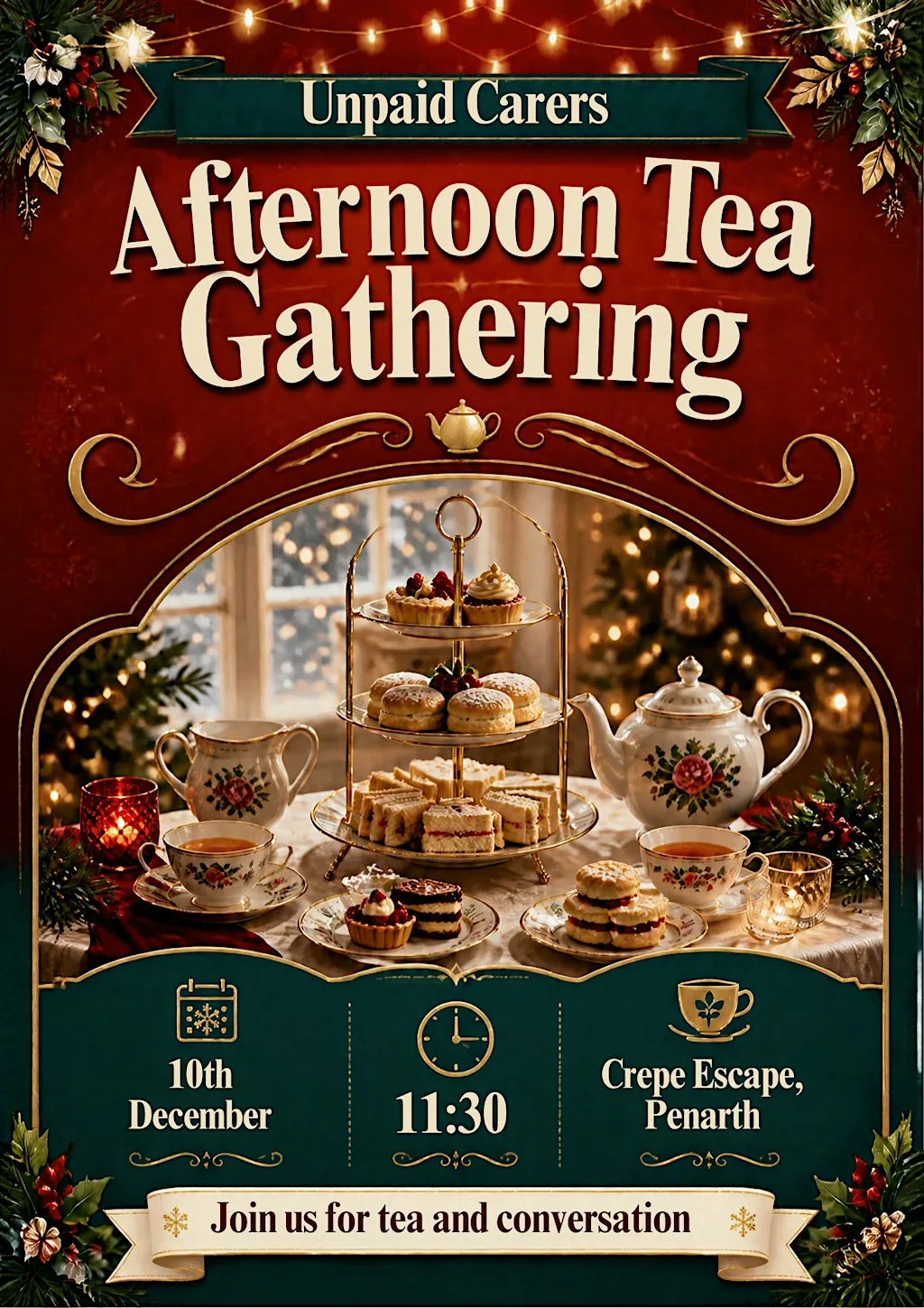 Unpaid Carer's Festive Afternoon Tea at The Crêpe Escape