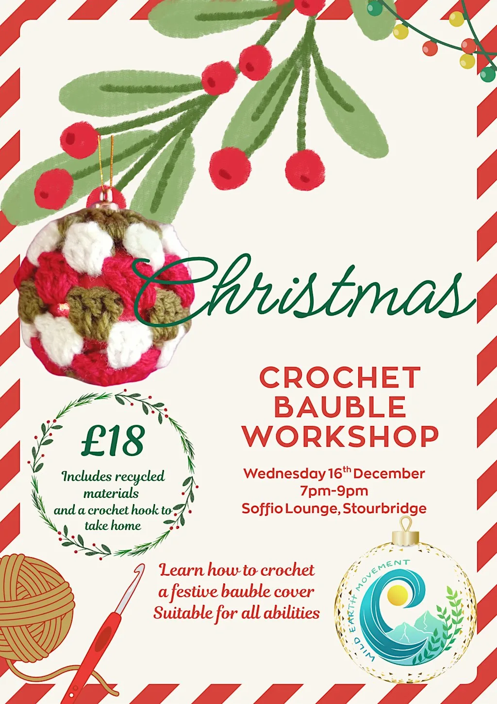 Crochet Christmas Bauble Workshop at Soffio Lounge