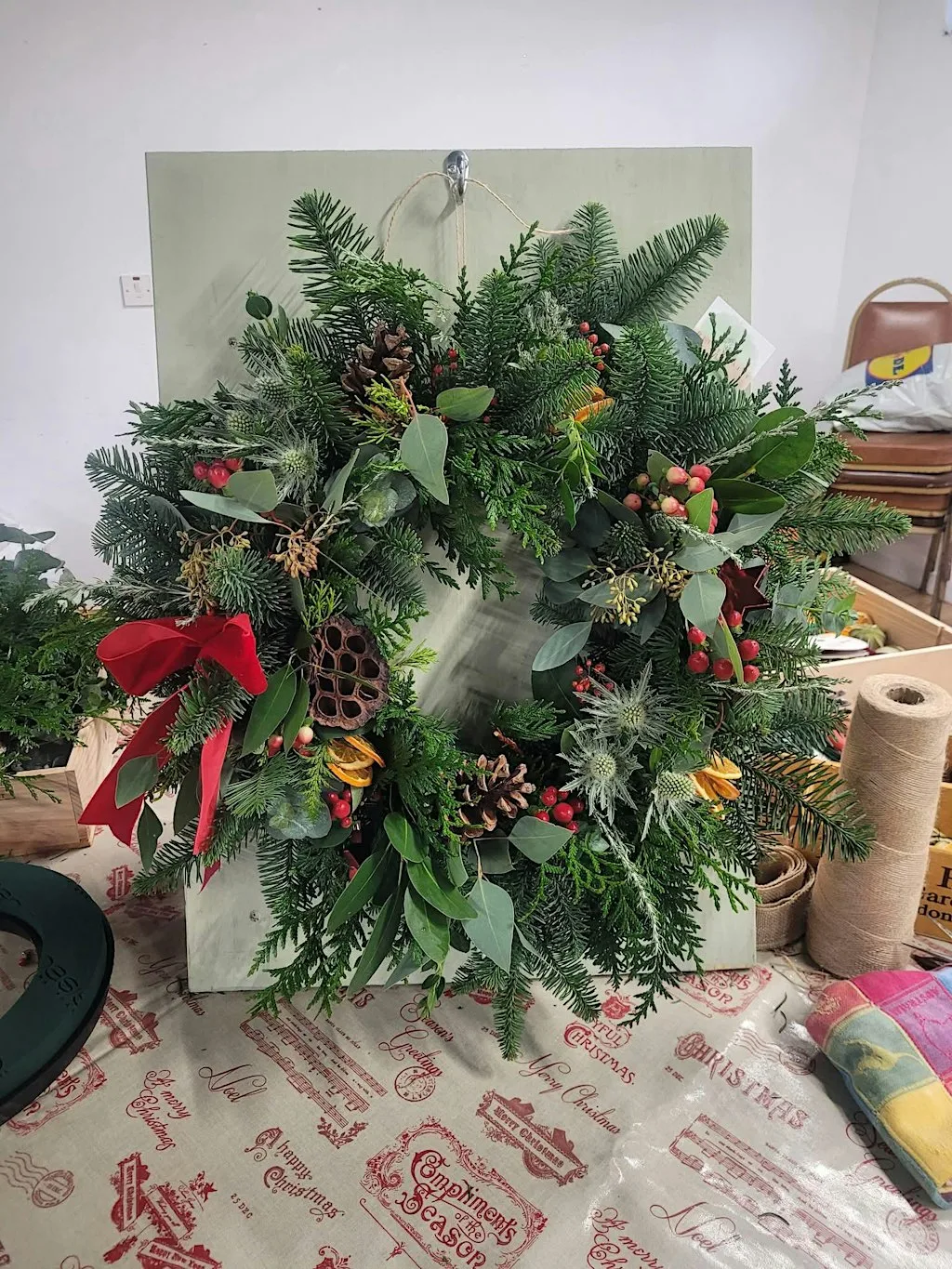 Christmas wreath workshop at Belmont Bowling Club