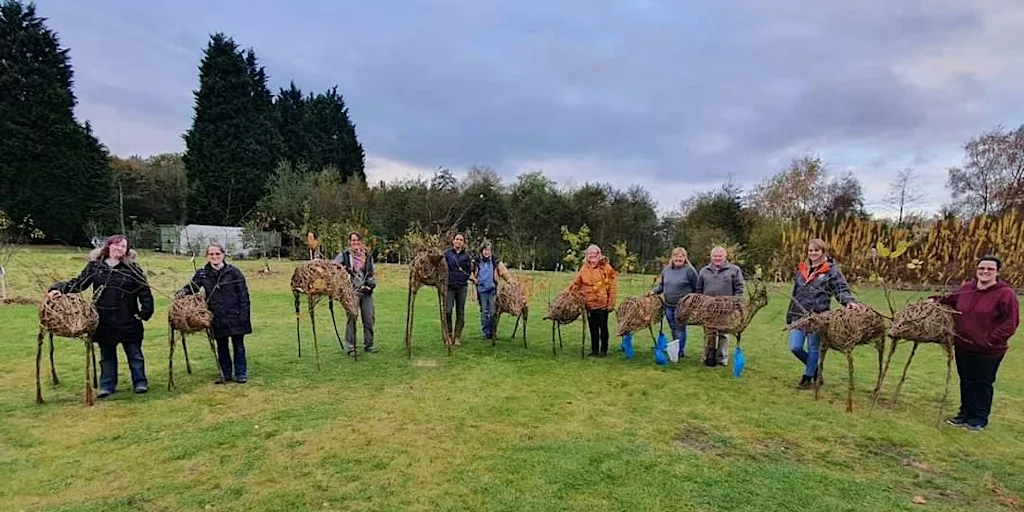 Life size willow reindeer sculpture - 2 day course at Hilton Green at Forest of Mercia CIC