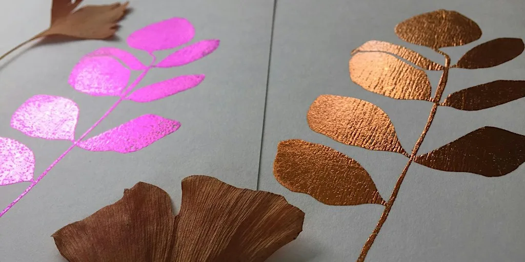 Foil printing with Botanicals & Stencils at Kathy Hutton Prints