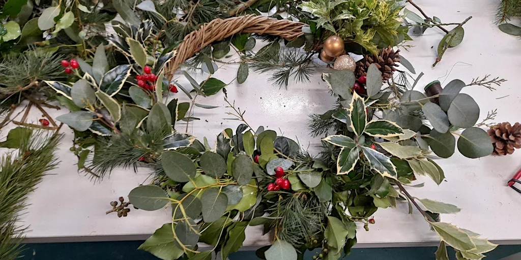 Christmas Wreath Making Workshop in the Heart of England Forest at Gorcott Hill Outdoor Learning Centre