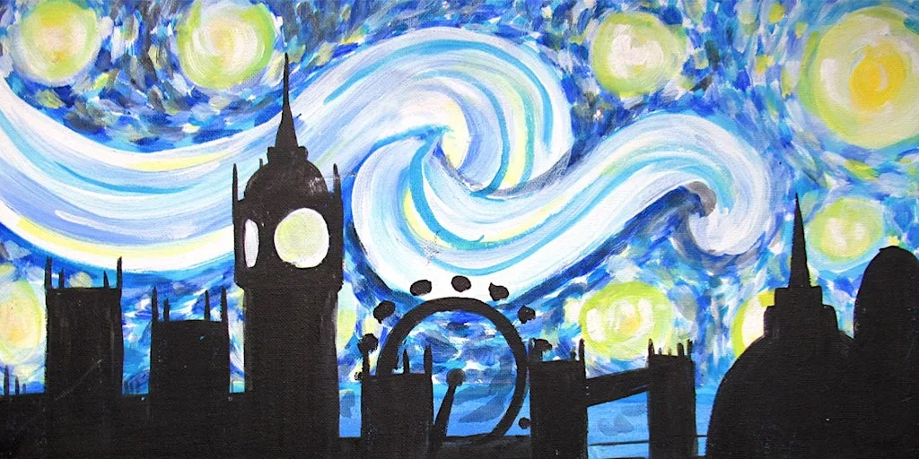 Sip & Paint Starry Night Over London at London Art Bar, Holborn