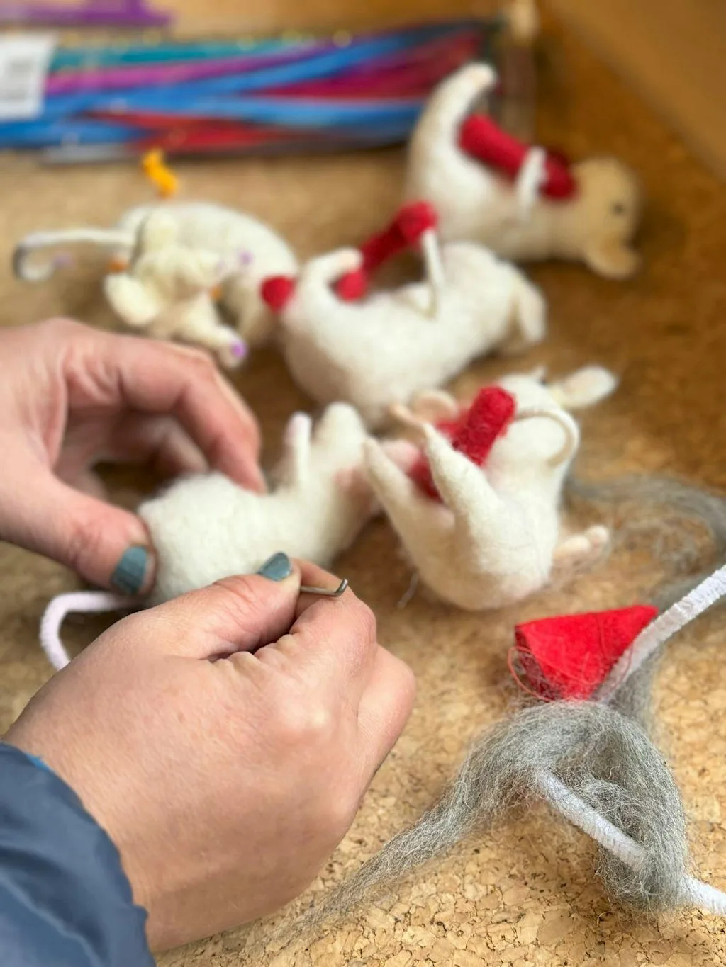 Felted Christmas Mice Decorations at Mustard and Gray