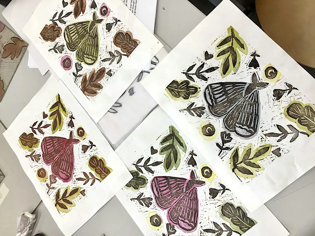 Multicolour Linocut Printmaking at Carousel Print Studio, Exchange Place Studios