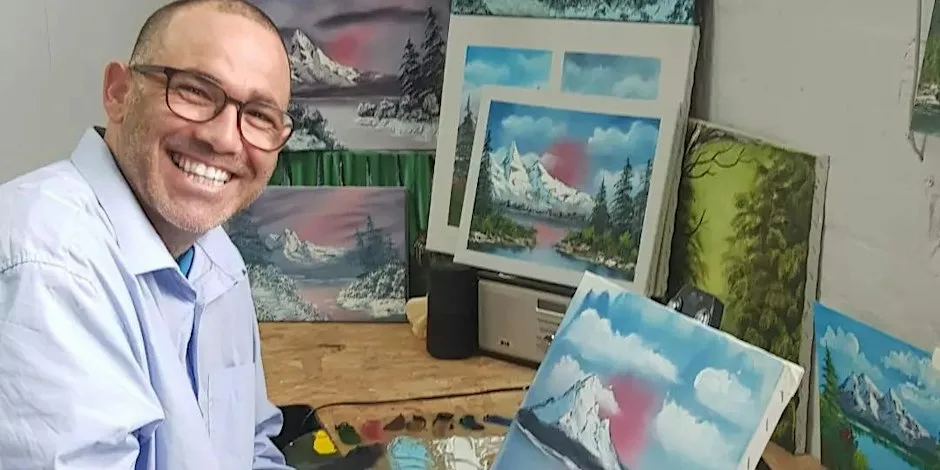 Christmas Paint Along; like Bob Ross!