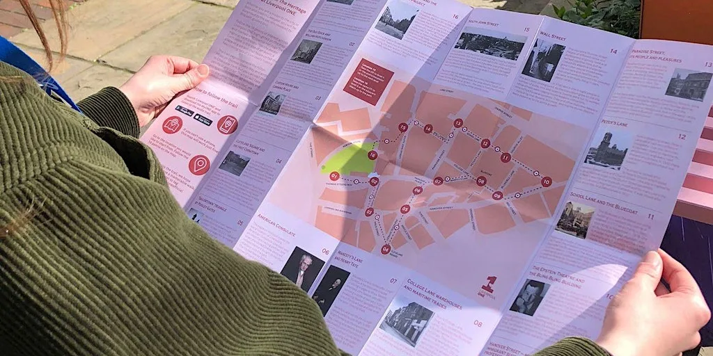 Free Guided Heritage Trail Tours at Liverpool ONE | Heritage Open Days at LIVERPOOL Sign sculpture