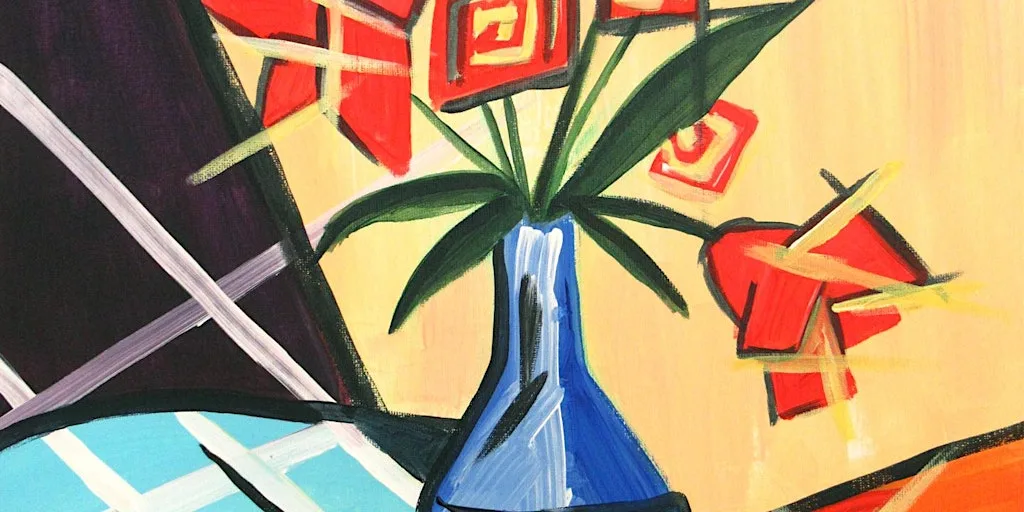 Brush and Bottle Painting: Like Picasso Cubist Rose, London at London Art Bar, Holborn