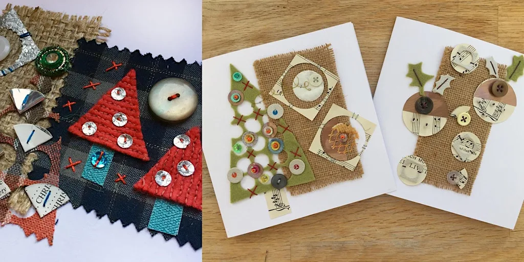 Festive Collage and Stitch Cards with Jessica Grady at The Craft House