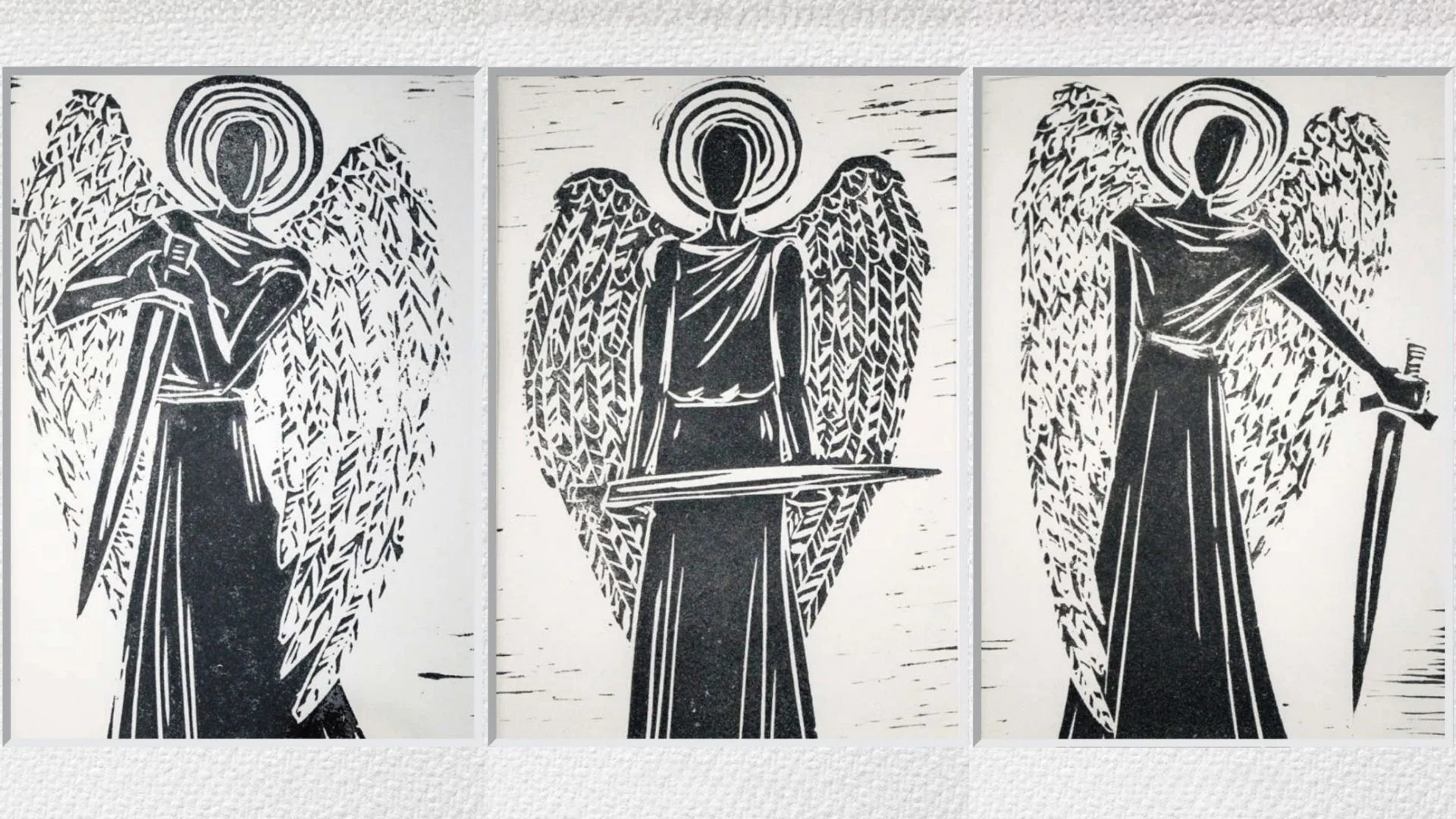 ‘If I Told You’ Angels Linoprint Display at Newcastle Cathedral, Newcastle-upon-Tyne
