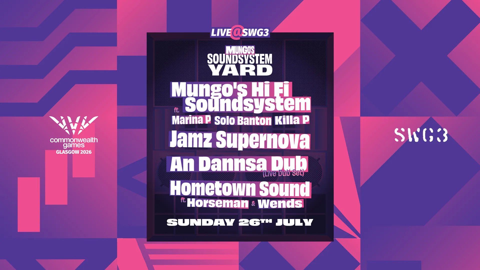 Mungo's HiFi, Killa P, Mariana P & Solo Banton, Jamz Supernova at Galvanizers Yard SWG3