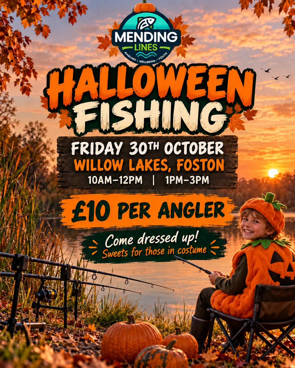 Halloween Fishing - Mending Lines at willow lakes fishery and lodge park