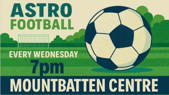 7pm Football Session: Mountbatten Centre Astroturf Wednesday at Mountbatten Centre