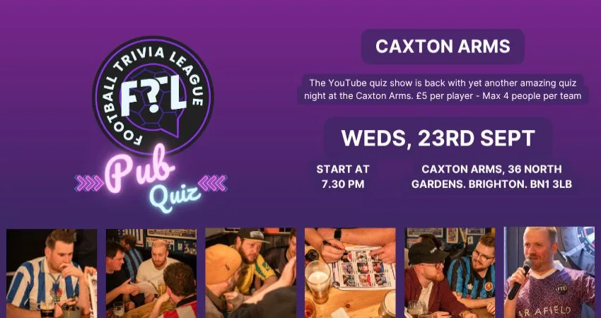 Football Trivia League Pub Quiz - At the Caxton Arms - 23rd September at Caxton Arms