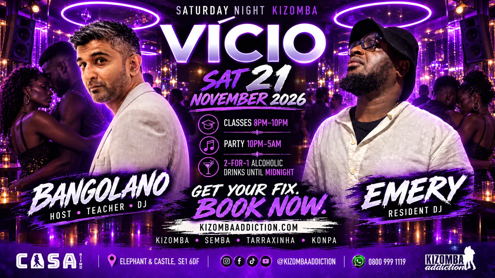 VÍCIO Saturday Night Kizomba — 21 November | Kizomba Classes & Party Until 5AM at Casa Ritmo