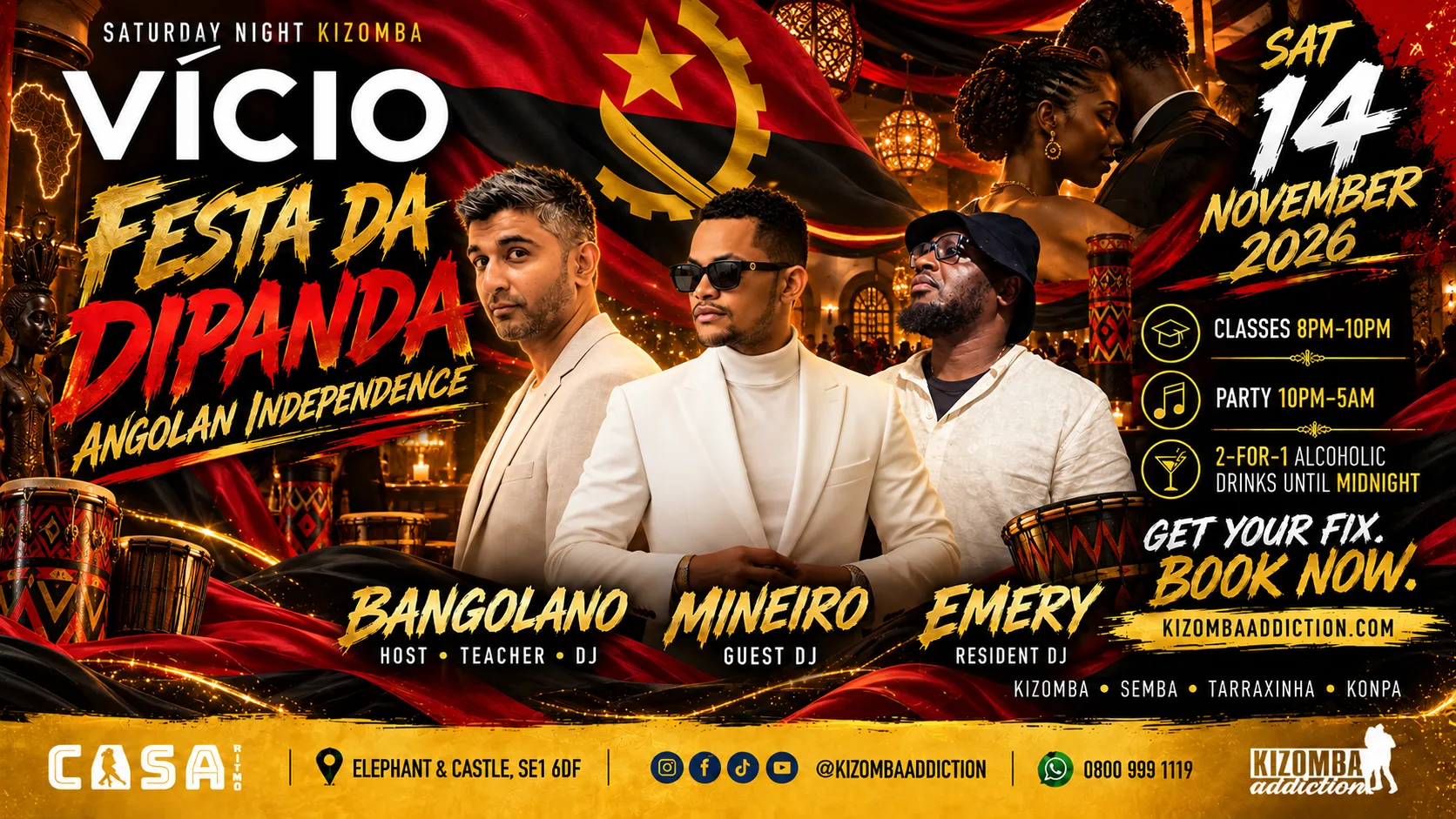 VÍCIO Festa da Dipanda — Angolan Independence | Kizomba Classes & Party Until 5AM at Casa Ritmo