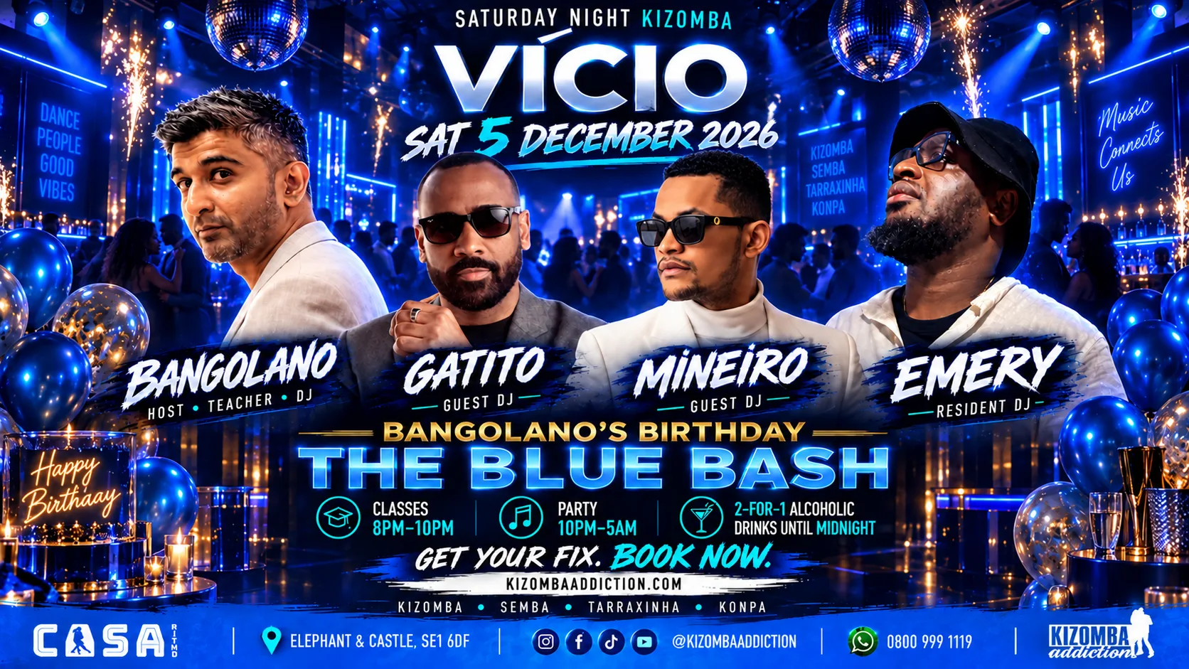 VÍCIO Bangolano's Birthday — The Blue Bash | Kizomba Classes & Party Until 5AM at Casa Ritmo