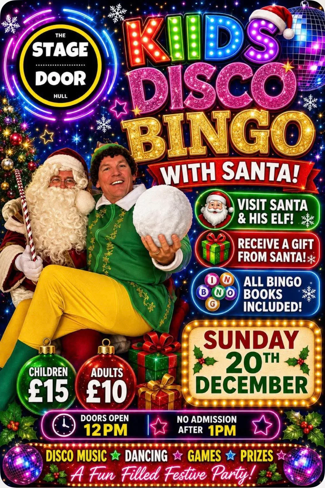 Kids disco bingo with Santa at Stage Door