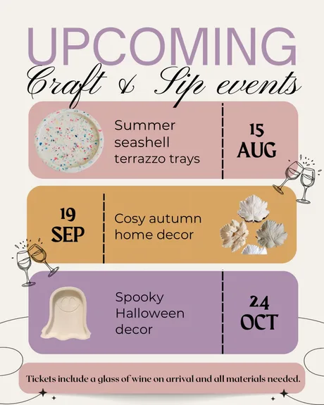 Craft & Sip – Summer Seashell Terrazzo Trays – 15 Aug