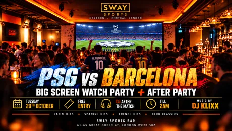 PSG VS BARCELONA | BIG SCREEN WATCH PARTY + AFTER-PARTY