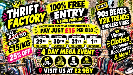 Thrift Factory London Vintage Kilo Sale £13/kg | Y2K & 90s Fashion Pop-Up