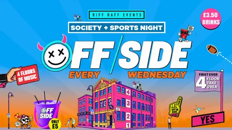 OFFSIDE @ YES 😈 4 FLOOR TAKEOVER! £5 Buckets 🪣 £3.50 Drinks! 🥤 HUGE ROOFTOP TERRACE + MORE
