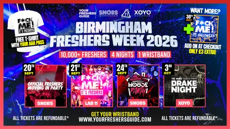 Birmingham Freshers Week 2026 - Official Your Freshers Guide - Includes Snobs, LAB11, XOYO & More! | Birmingham Freshers 2026