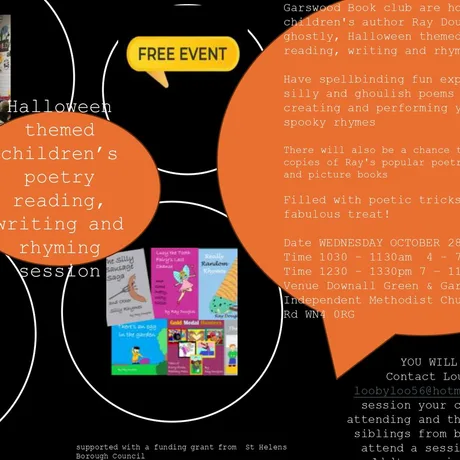 Garswood Book Club Kids Halloween FREE poetry session