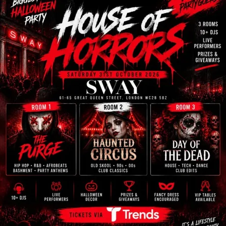 HOUSE OF HORRORS 3-Room Halloween Indoor Festival Saturday 31st