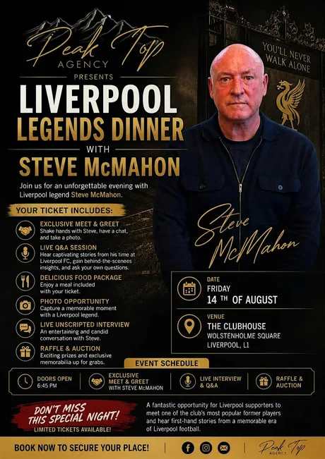 Liverpool Legends Dinner with Steve McMahon