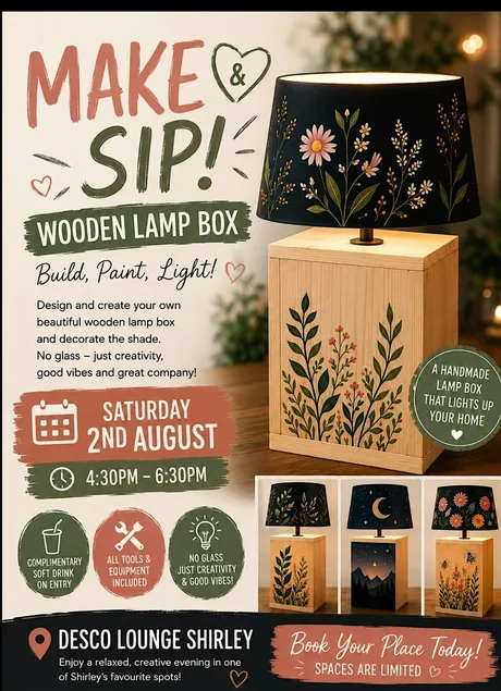 MAKE & SIP! Wooden Lamp Box Workshop