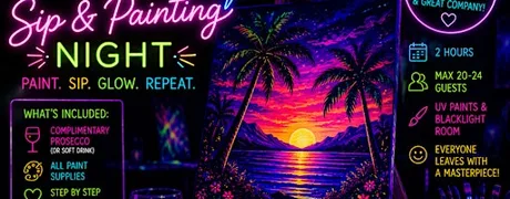 Neon Nights: Glow, sip & paint experience