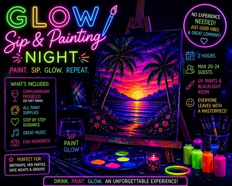 Neon Nights: Glow, sip & paint experience