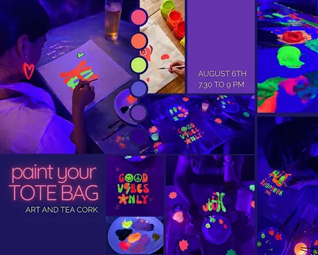 Paint your own tote bag - Neon Paint Experience